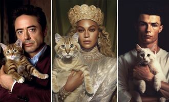 AI Images of Celebrities Holding Cats by @TheCatLuminati