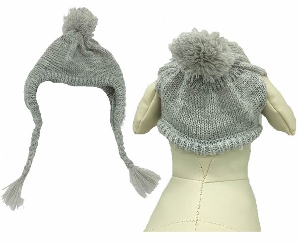 Grey Knit Dog Hats Accessory for Dogs Small Animals Cats