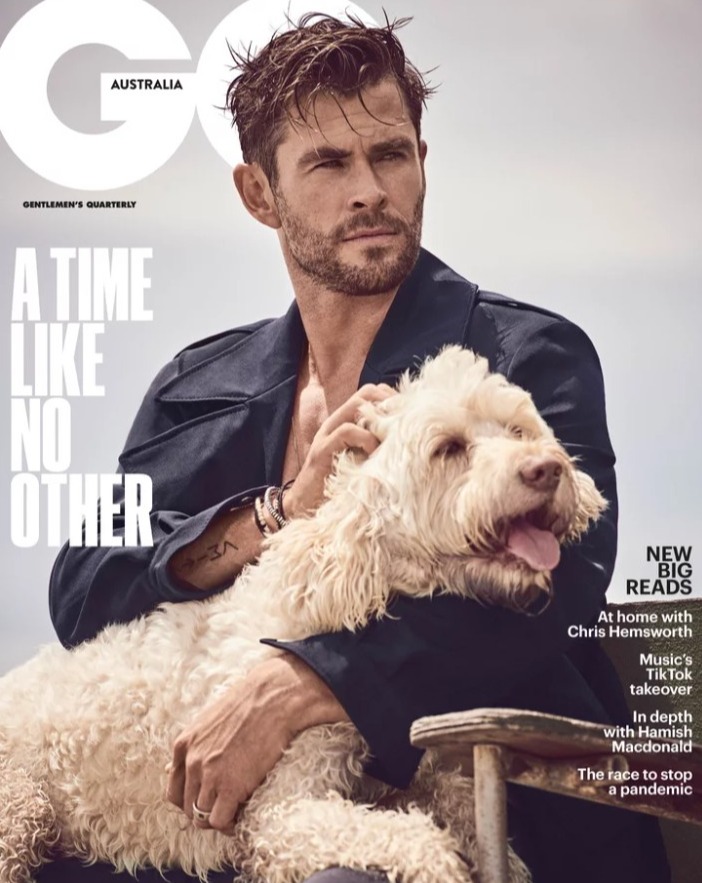 Chris Hemsworth and dog Sunny in GQ Australia Magazine