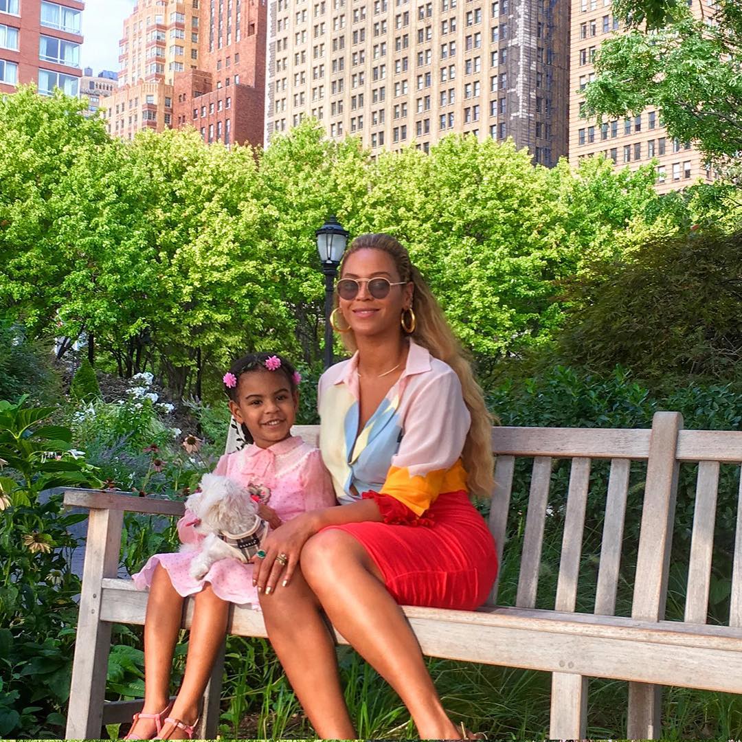 Blue Ivy Carter with Beyonce and their new puppy