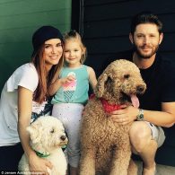 Jensen Ackles and Danneel Harris Ackles with their family and Oscar