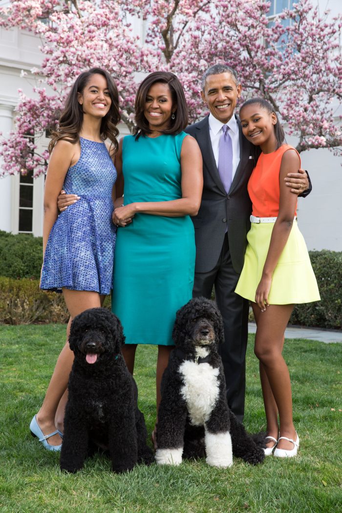 President Obama and family with Bo and Sunny