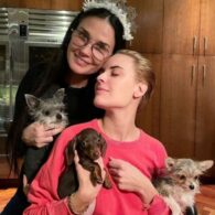 Demi Moore with her daughter and rescue dogs