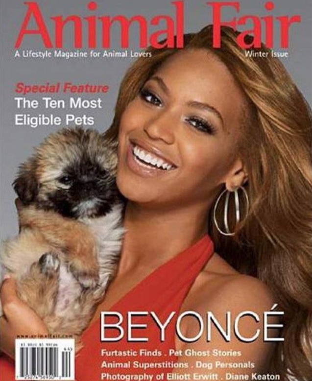 Beyonce's dog Munchie on the cover of Animal Fair Magazine