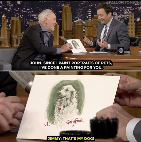 John Lithgow painting of Jimmy Fallon's dog