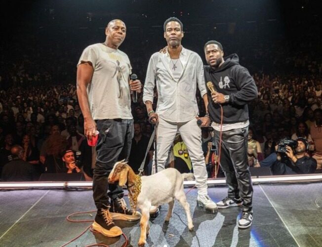 Kevin Hart gifted Chris Rock a pet goat on stage, named it "Will Smith"