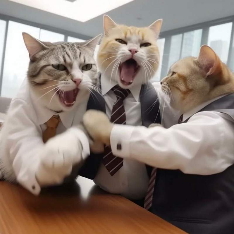 AI cat business men
