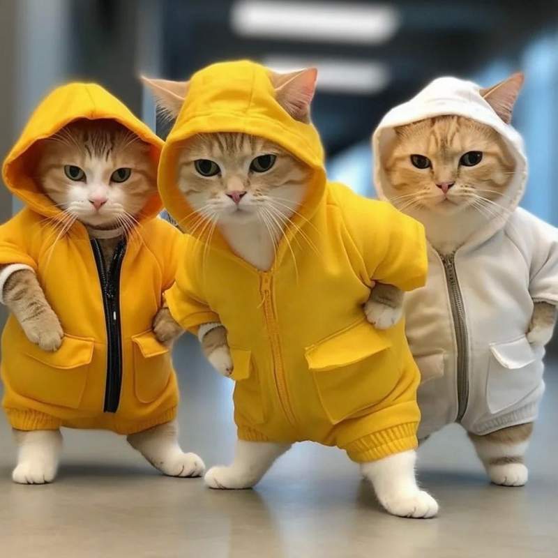 AI cats in onesies