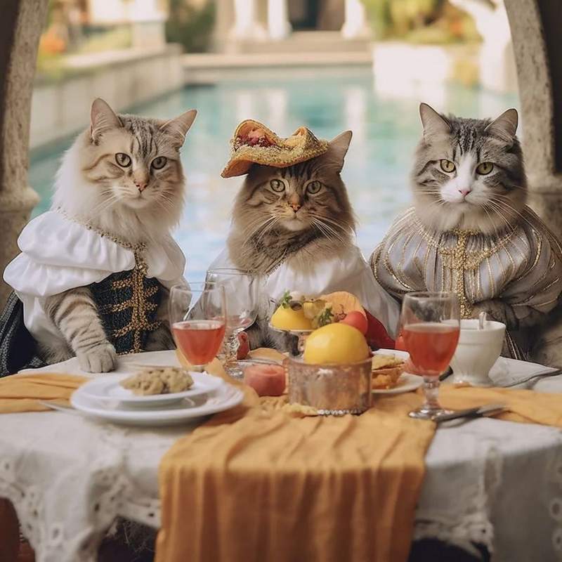 AI fancy cat ladies high tea party