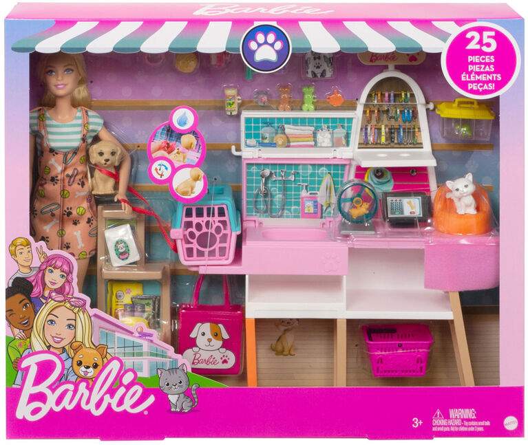 Barbie doll set with pets