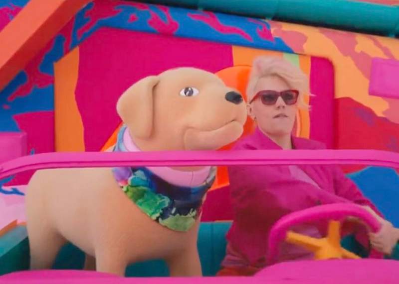 Weird Barbie's dog Tanner the pooping dog from the Barbie movie