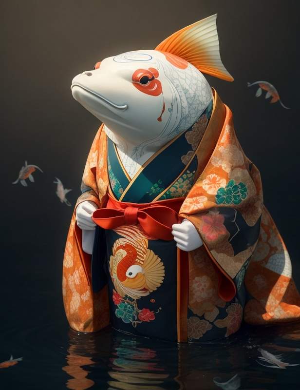 AI recreation of Hanako the world's oldest koi fish