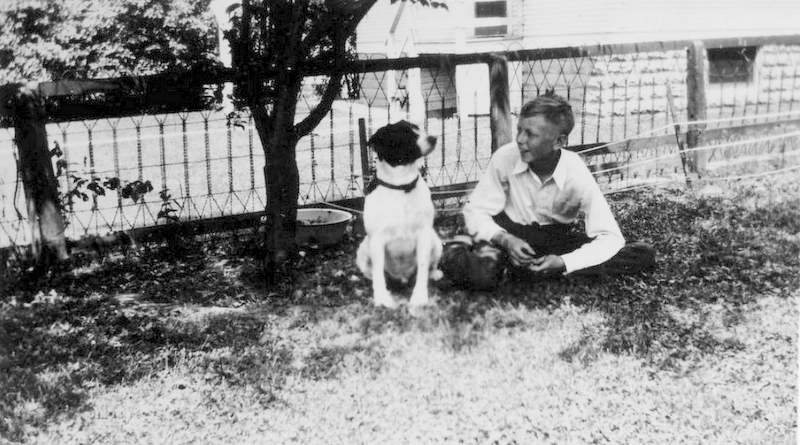 Charles Schulz and his childhood dog Spike, the inspiration for Snoopy