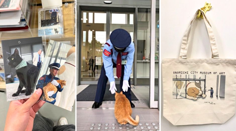 Two cats in kept trying to sneak into a Museum in Japan now have their own merchandise
