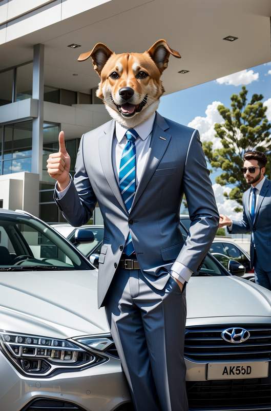 AI image of Tucson the dog car salesman