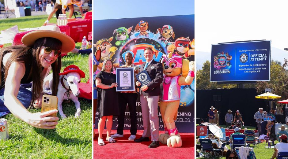 Guinness World Record Set by Over 200 Dogs Attending a Screening of Paw Patrol The Mighty Movie