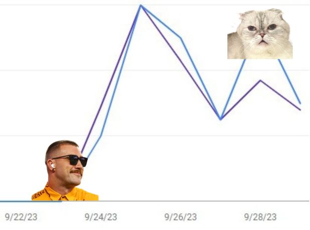 Google search traffic for does Travis Kelce like cats