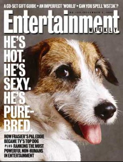 Moose, the dog Eddie from Frasier, on the cover of Entertainment Weekly