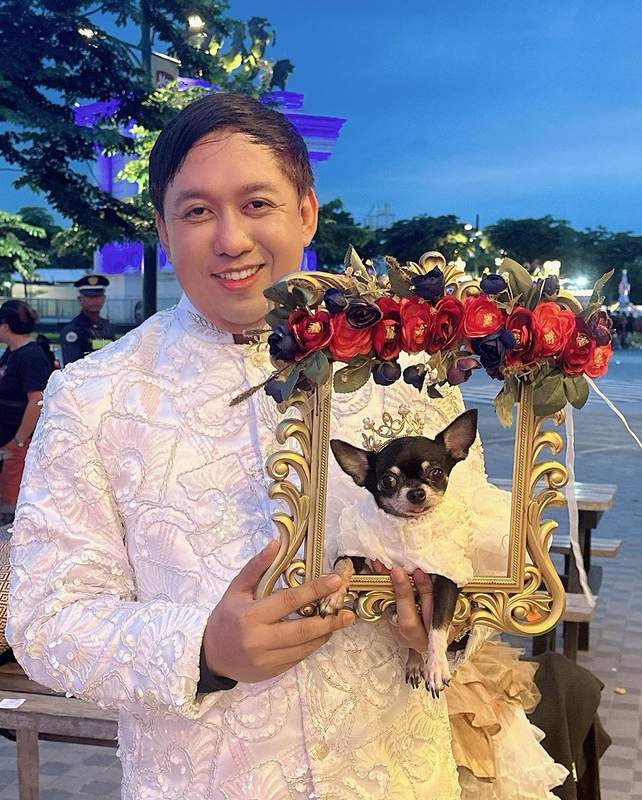 Adrian Stephen Cabuhat and Coco Chanel in matching outfits