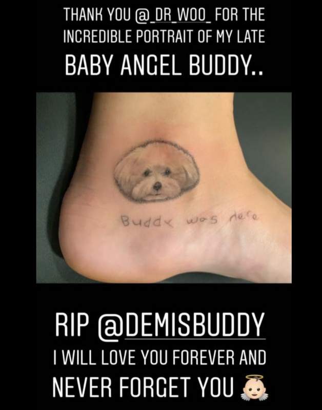 Demi Lovato tattoo of her late dog Buddy
