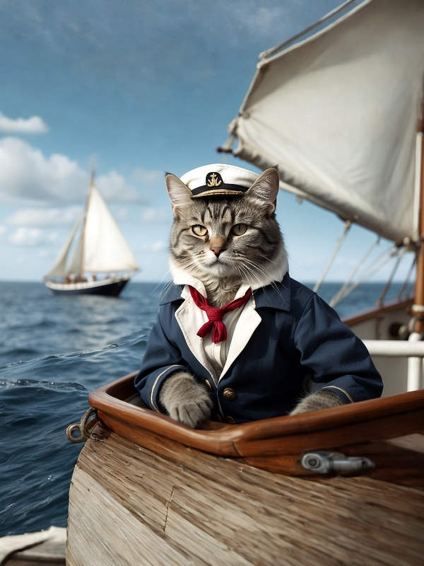 AI image of Oli the Australian yacht racing cat