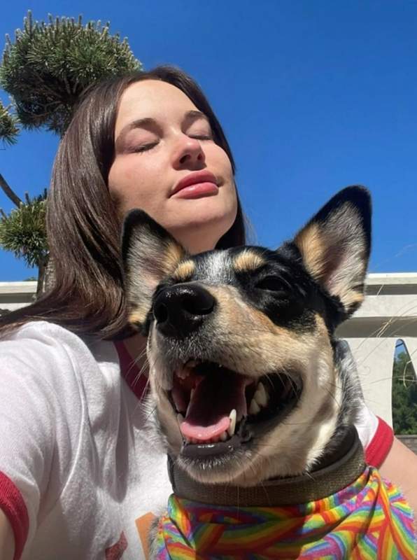 Kacey Musgraves with her rescue dog Pepper