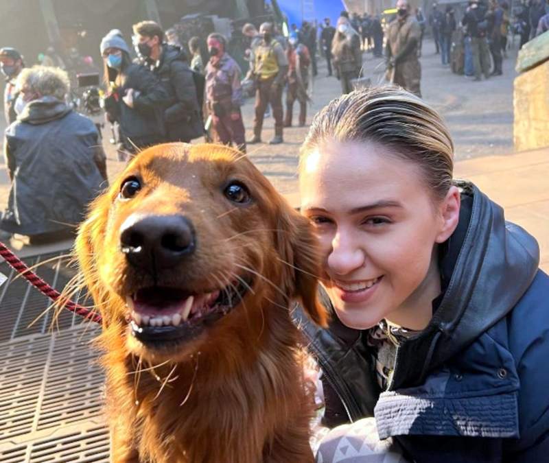 Cosmo the Spacedog and Maria Bakalova from Guardians of the Galaxy Vol 3