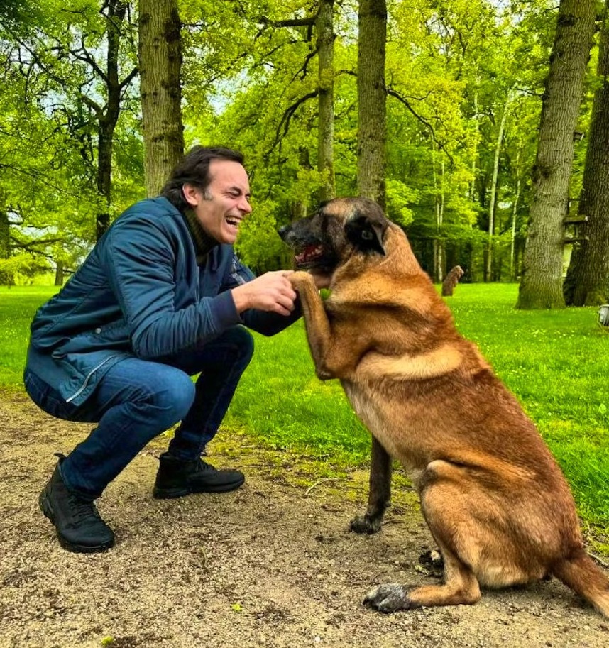 Anthony Delon with dad Alain Delon's dog Loubo