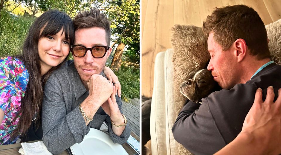 Shaun White and Nina Dobrev with their Frenchie Steve