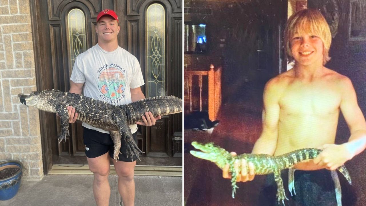 Chiefs Player Carson Steel is going viral for his pet alligator named Crocky-J