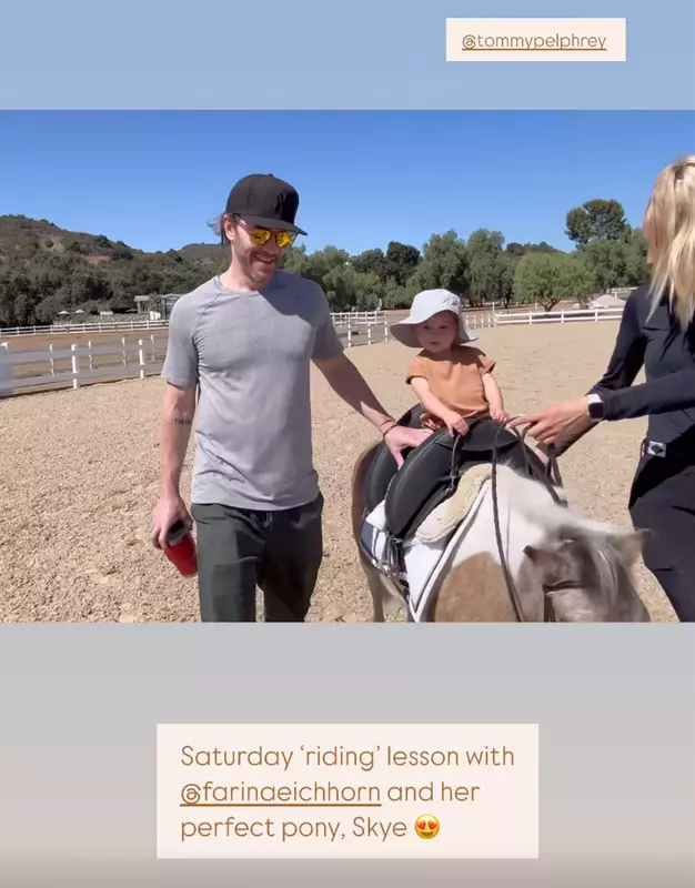 Kaley Cuoco and Tom Pelphrey daughters pony ride