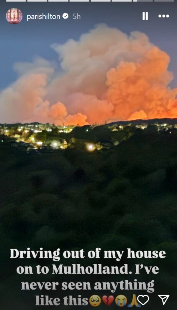 Paris Hilton Instagram story Los Angeles Wildfires