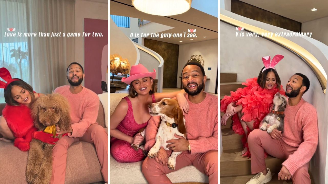 Chrissy Teigen and John Legend Dedicated Valentine’s Day to Their Dogs with a Sing-A-Long